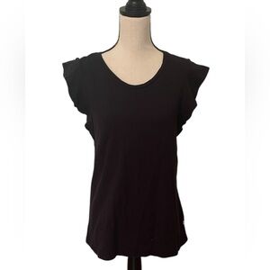 Ecothreads Black Ruffle Sleeve Organic Cotton Size Medium Women's Top EUC Soft